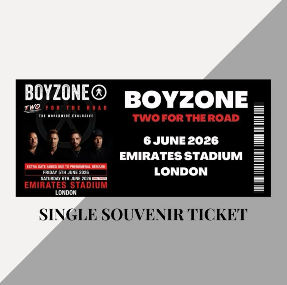 Boyzone ‘Two for the Road’ Tour inspired souvenir tickets