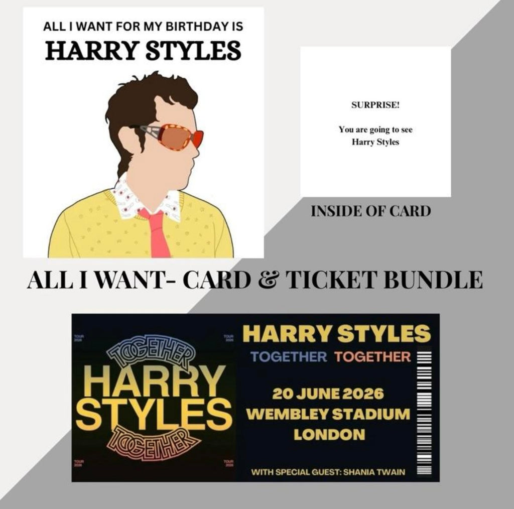 Harry Styles birthday card and souvenir ticket bundle