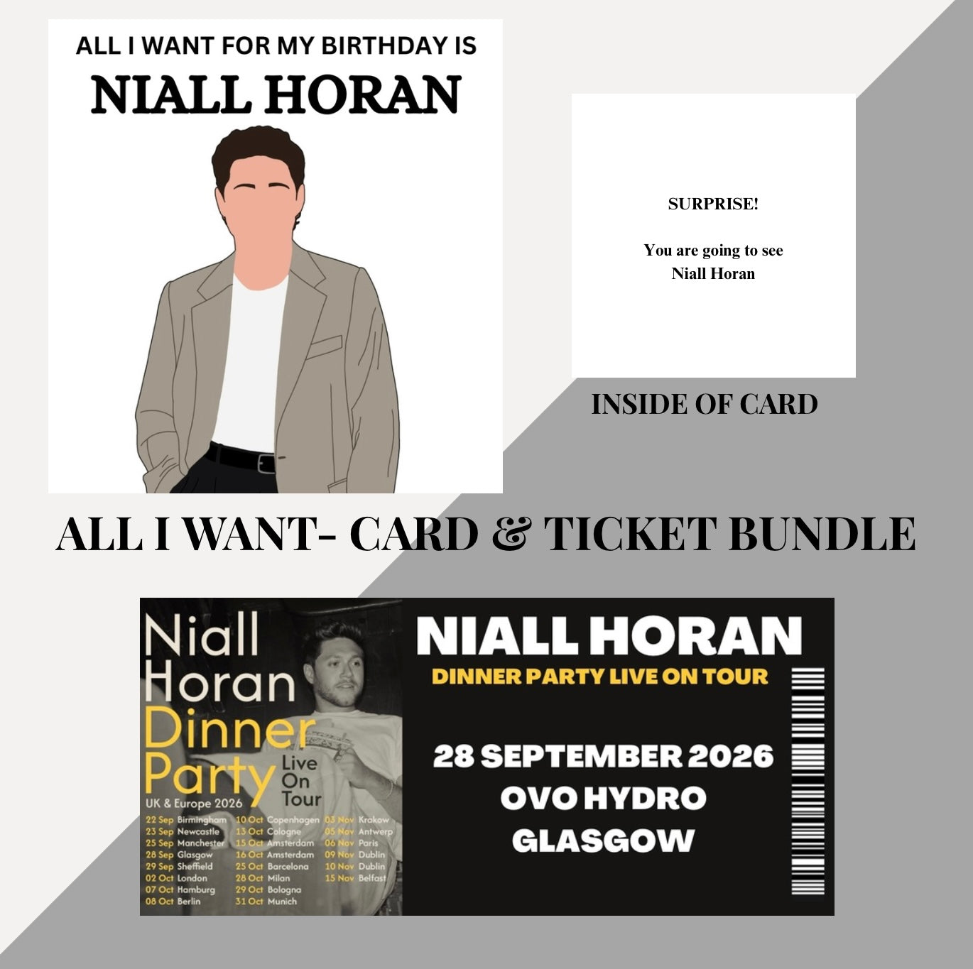 Niall Horan Birthday card and souvenir ticket bundle