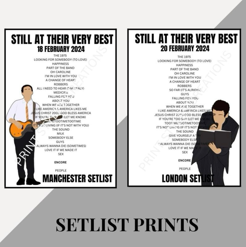 The 1975 ‘Still At Their Very Best’ Tour inspired setlist prints