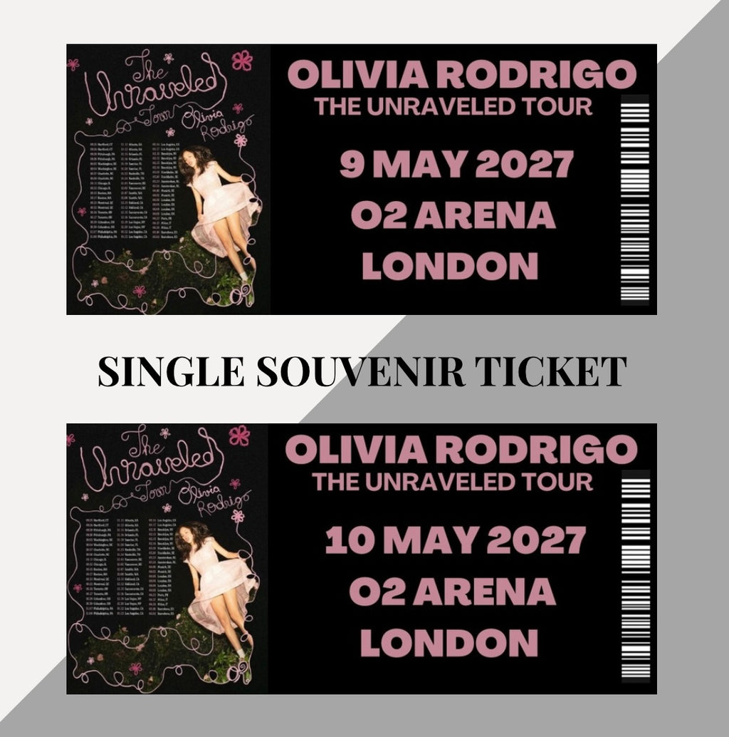 Olivia Rodrigo ‘The Unraveled Tour’ inspired souvenir tickets