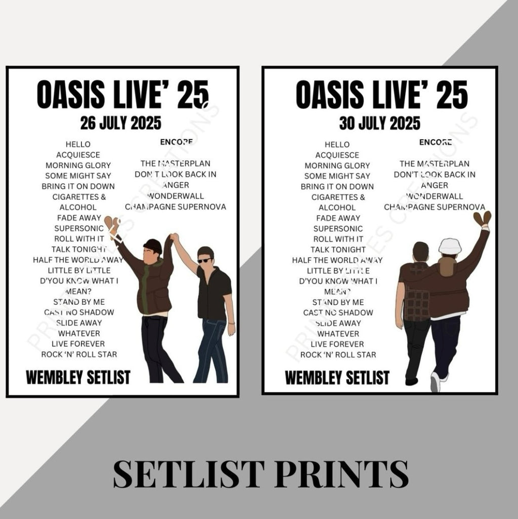 Oasis Live 25 Tour inspired setlist prints