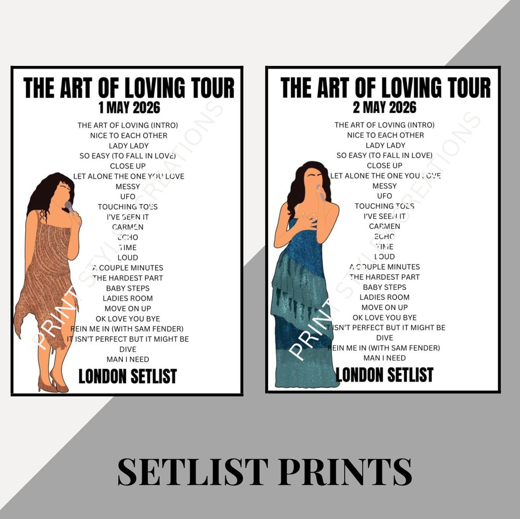 Olivia Dean ‘The Art of Loving Tour’ inspired setlist prints
