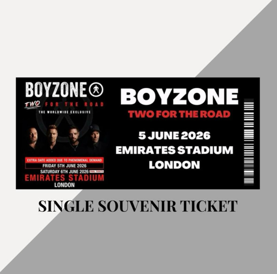 Boyzone ‘Two for the Road’ Tour inspired souvenir tickets