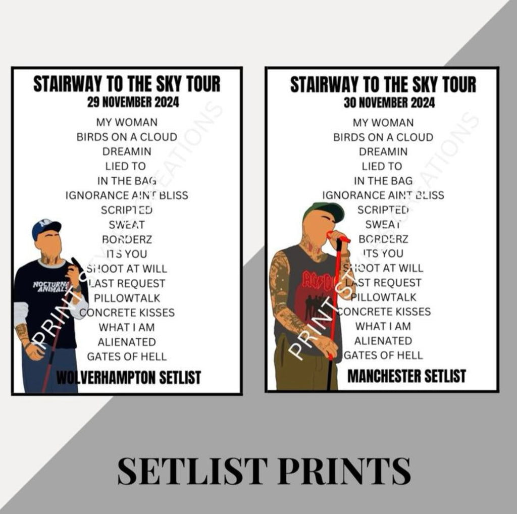 Zayn ‘Stairway to the Sky’ Tour inspired setlist prints