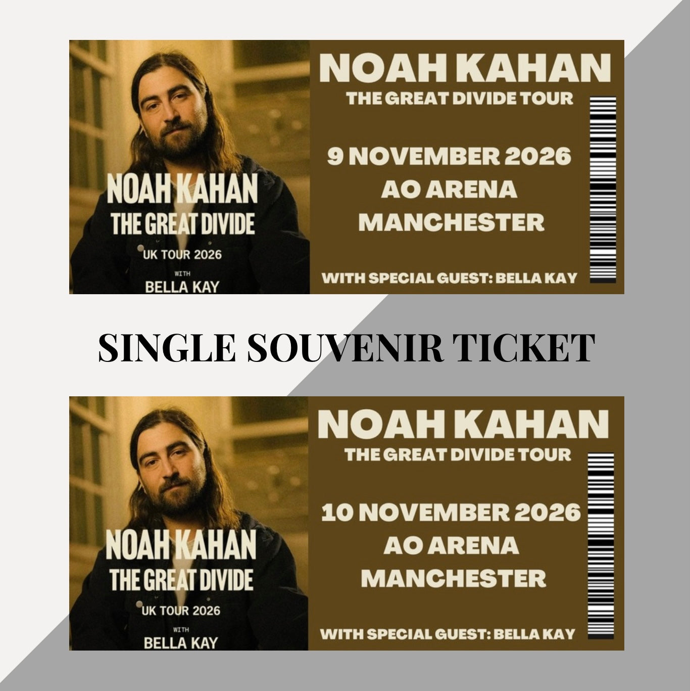 Noah Kahan ‘The Great Divide Tour’ inspired souvenir tickets