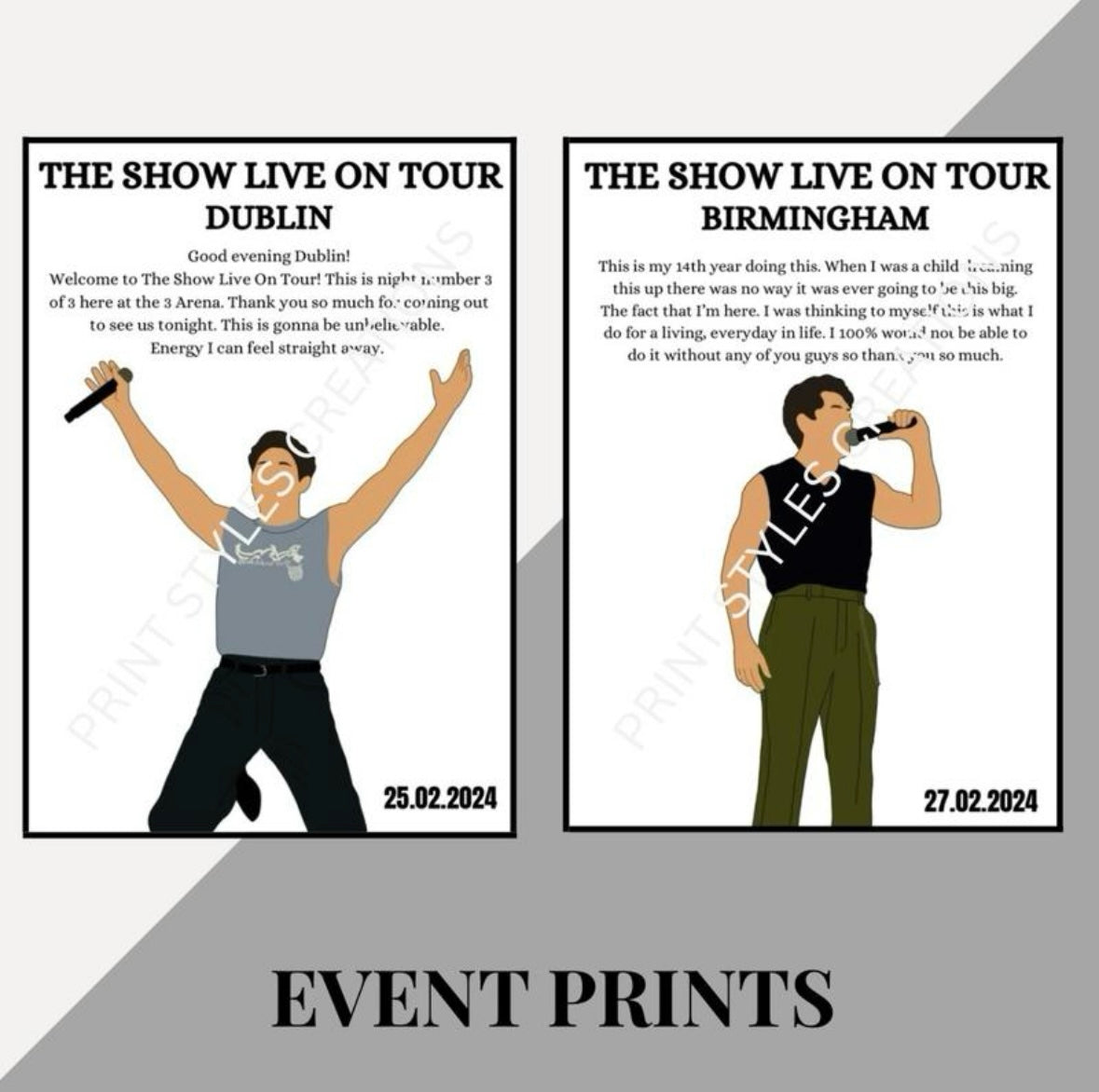 Niall Horan ‘The Show Live On Tour’ speech inspired prints