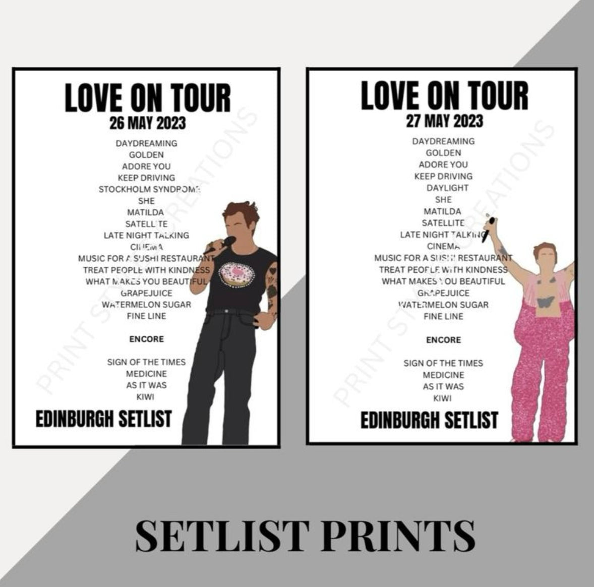 Harry Styles ‘Love On Tour’ inspired setlist prints