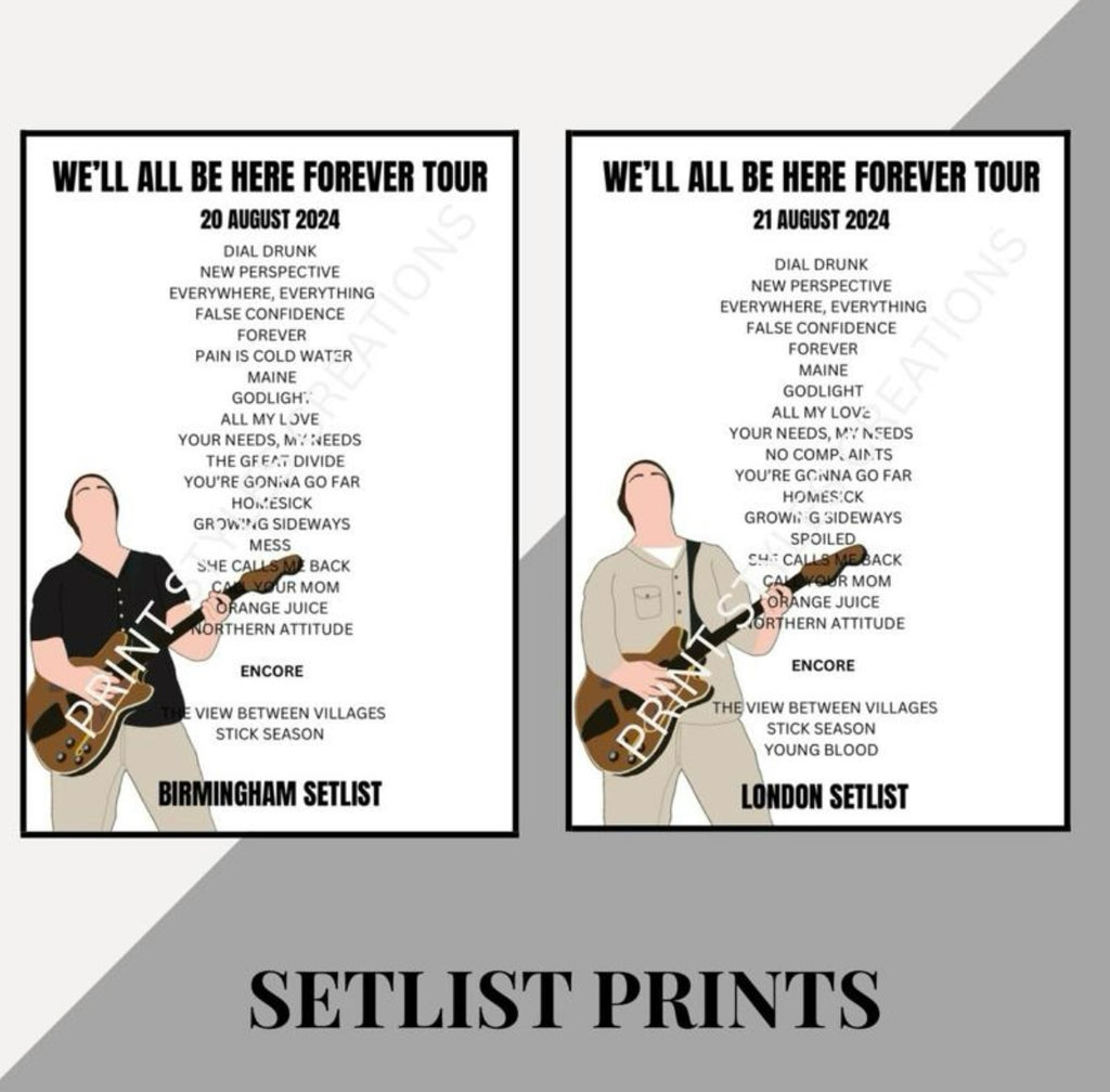 Noah Kahan Tour inspired setlist prints