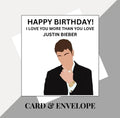 Justin Bieber inspired birthday card