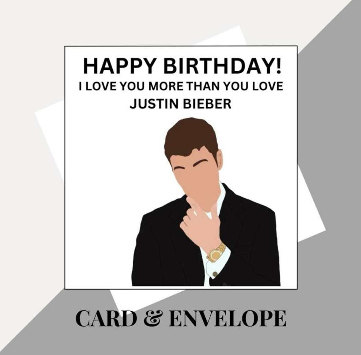 Justin Bieber inspired birthday card