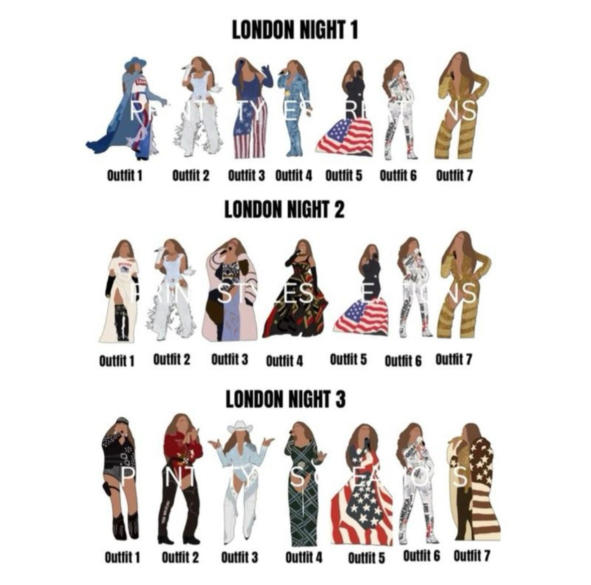 Beyoncé ‘Cowboy Carter Tour’ inspired setlist prints