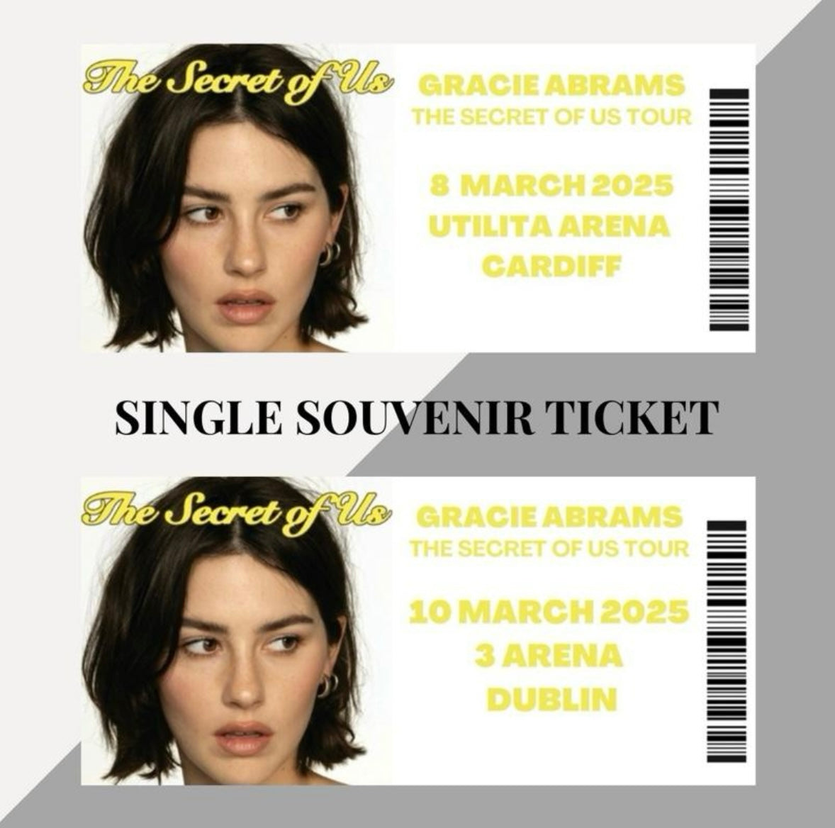 Gracie Abrams ‘The Secret Of Us Tour’ inspired souvenir tickets