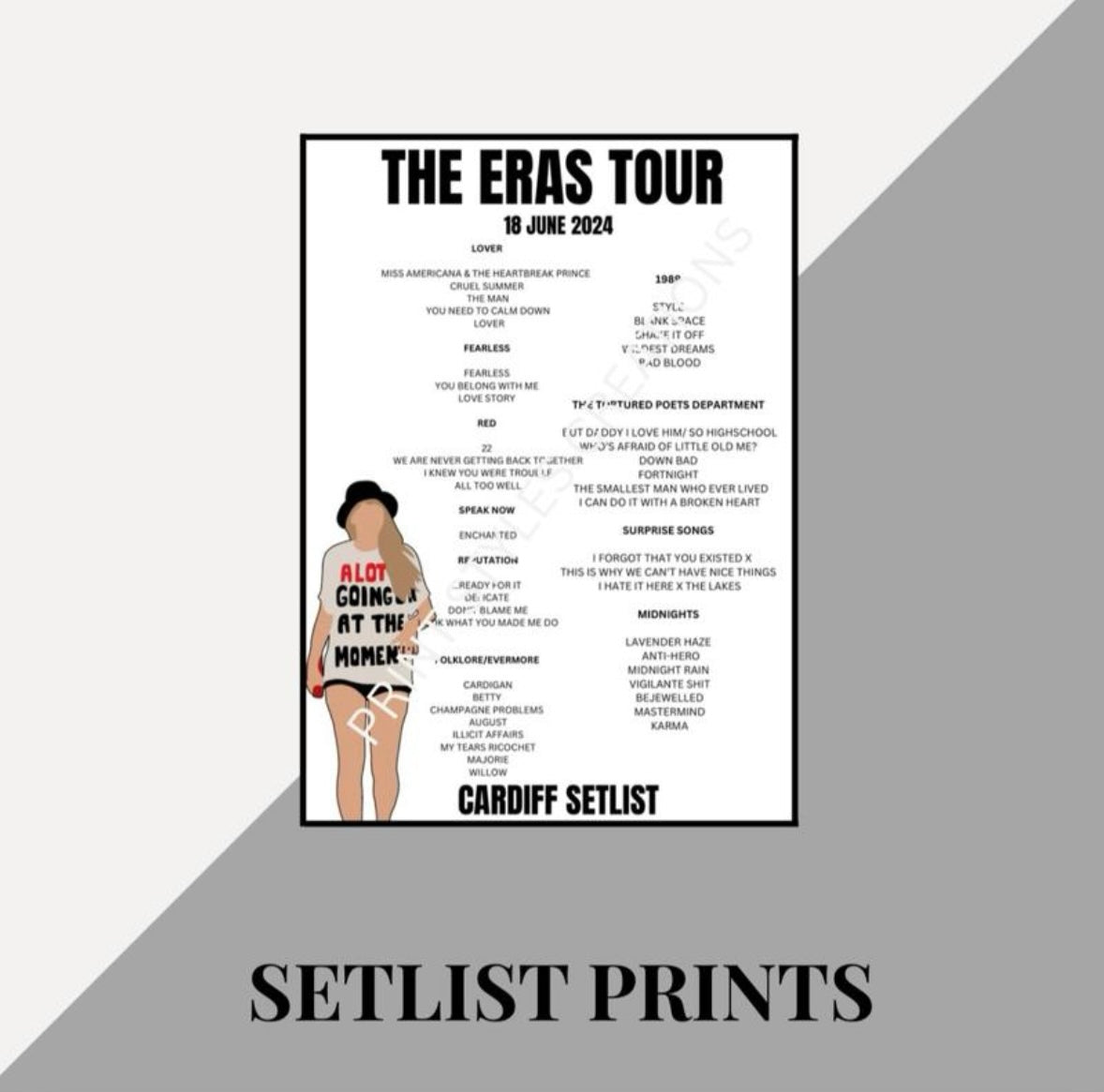 Taylor Swift ‘The Eras Tour’ inspired setlist prints