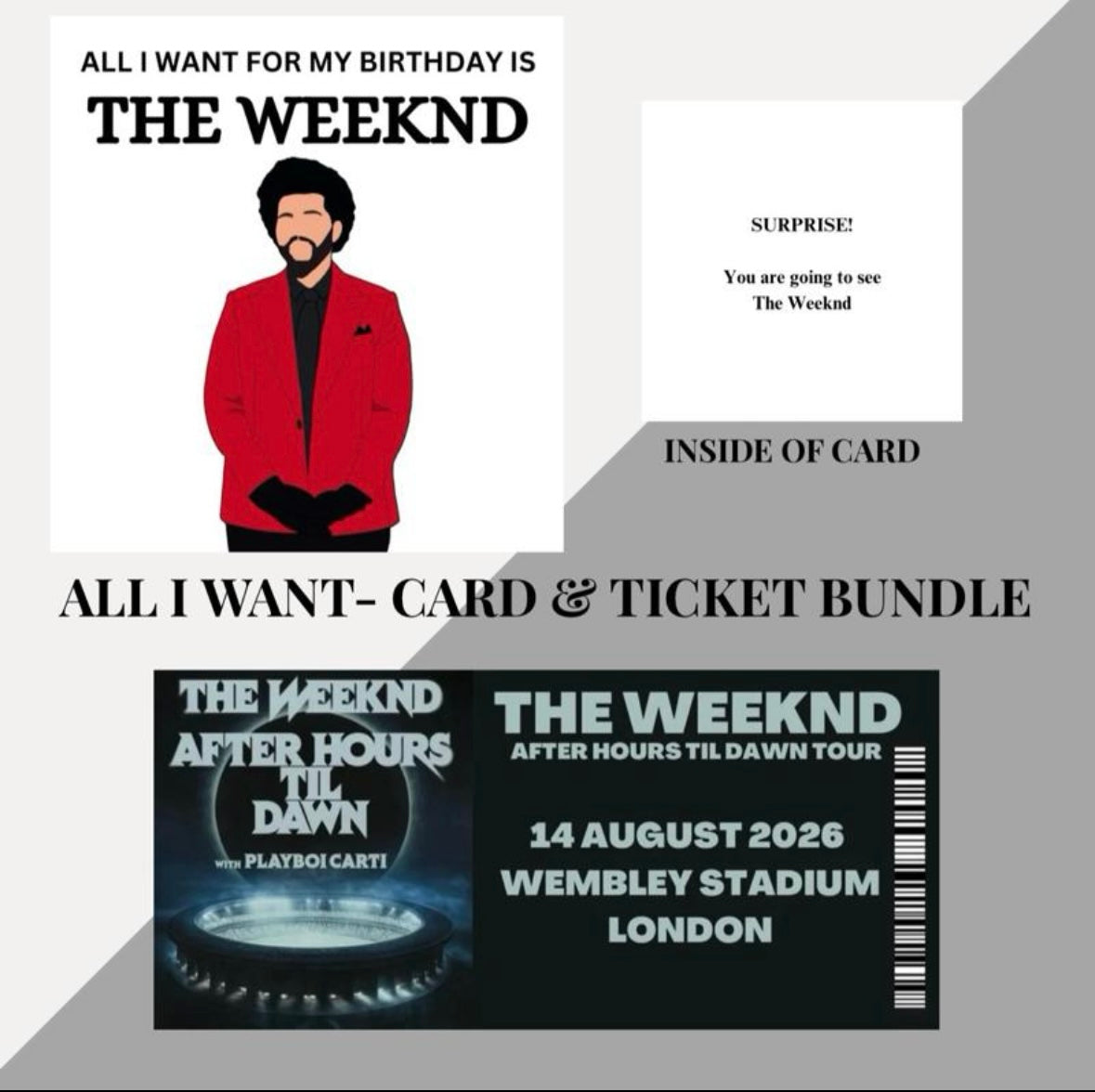 The Weeknd birthday card and souvenir ticket bundle