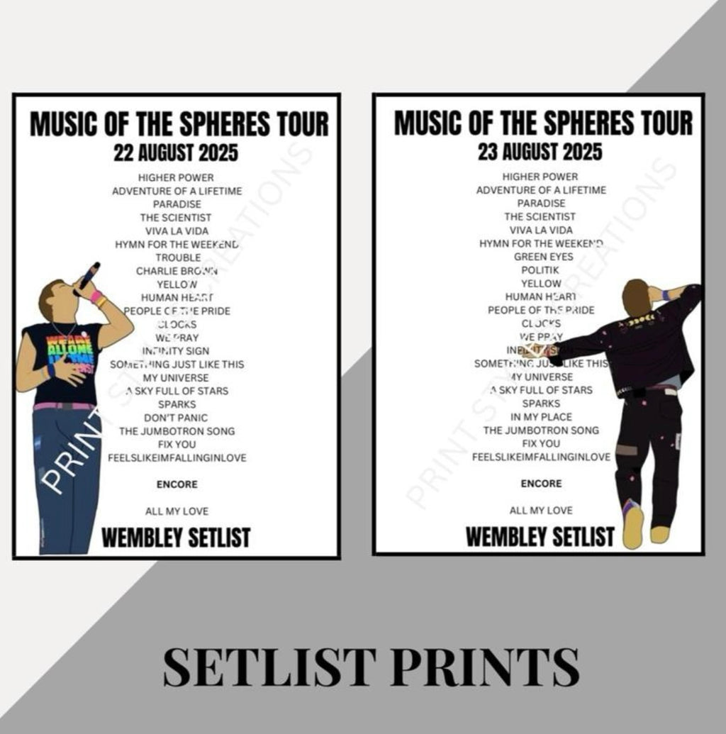 Coldplay ‘Music of the Spheres’ inspired setlist prints