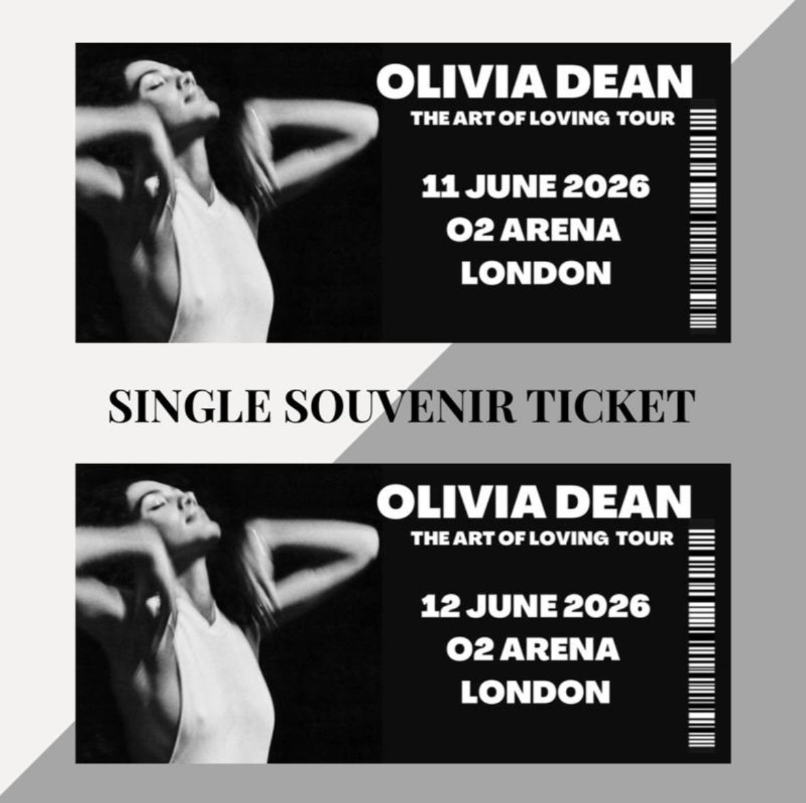 Olivia Dean ‘The Art Of Loving Tour’ inspired souvenir tickets