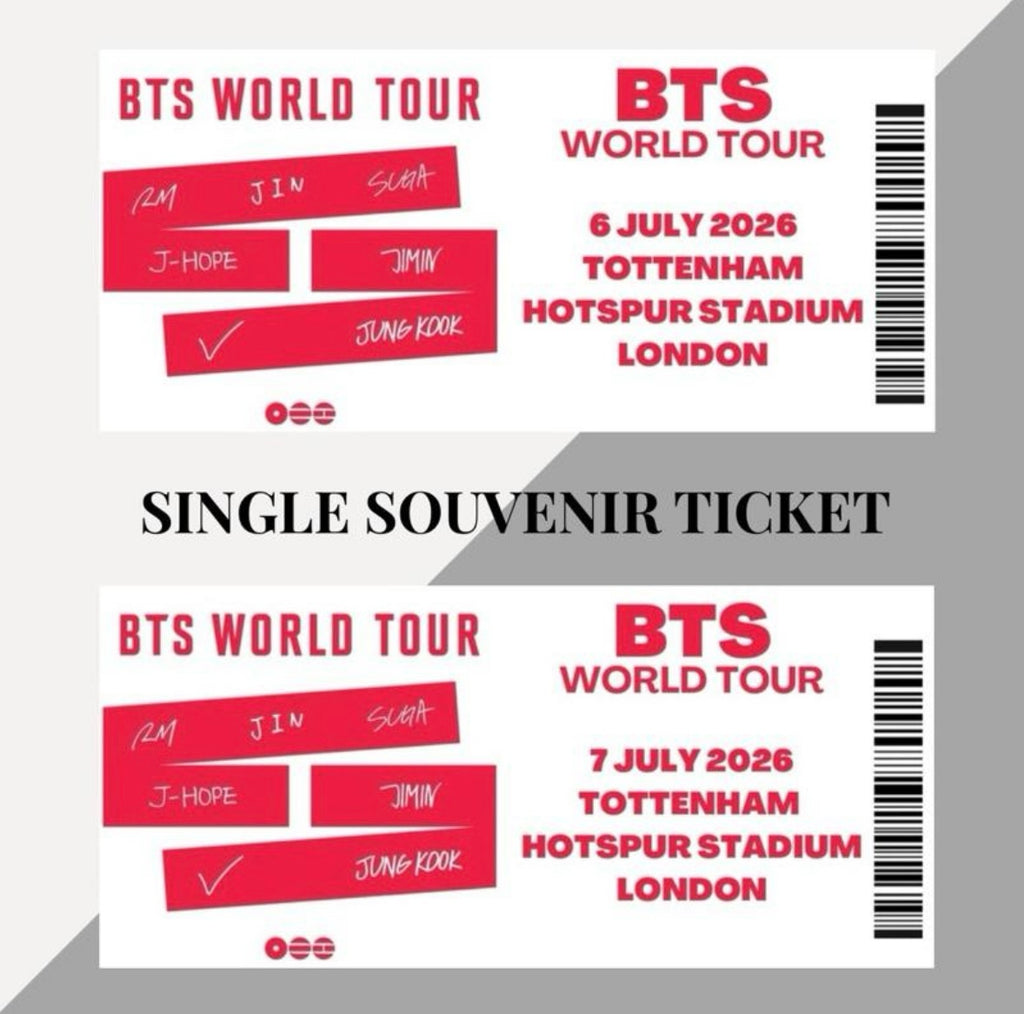 BTS 2026 World Tour inspired souvenir tickets