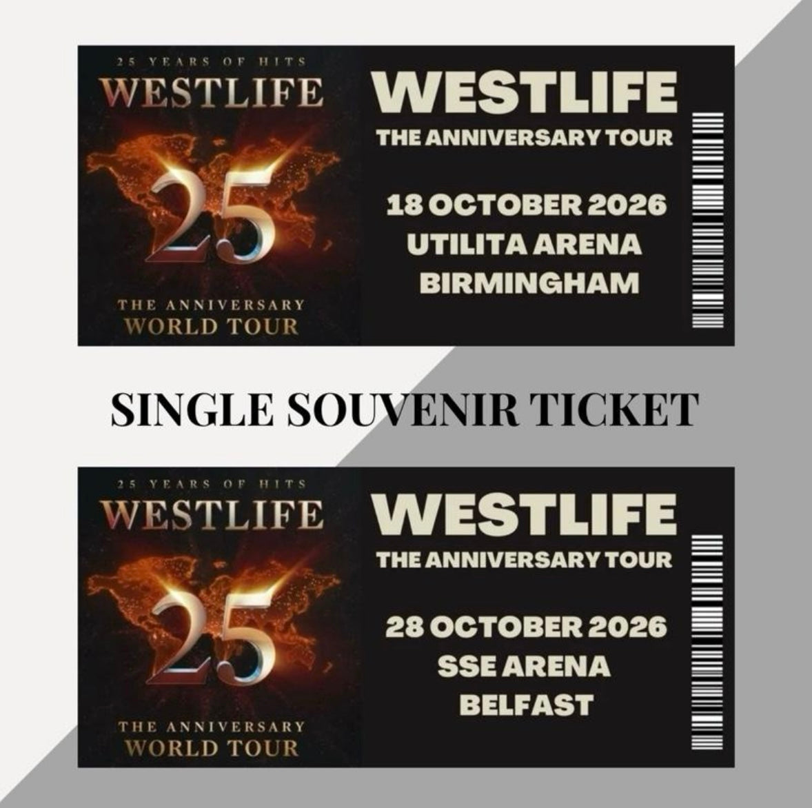 Westlife ‘The Anniversary Tour’ souvenir tickets