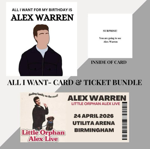 Alex Warren birthday card & souvenir ticket bundle
