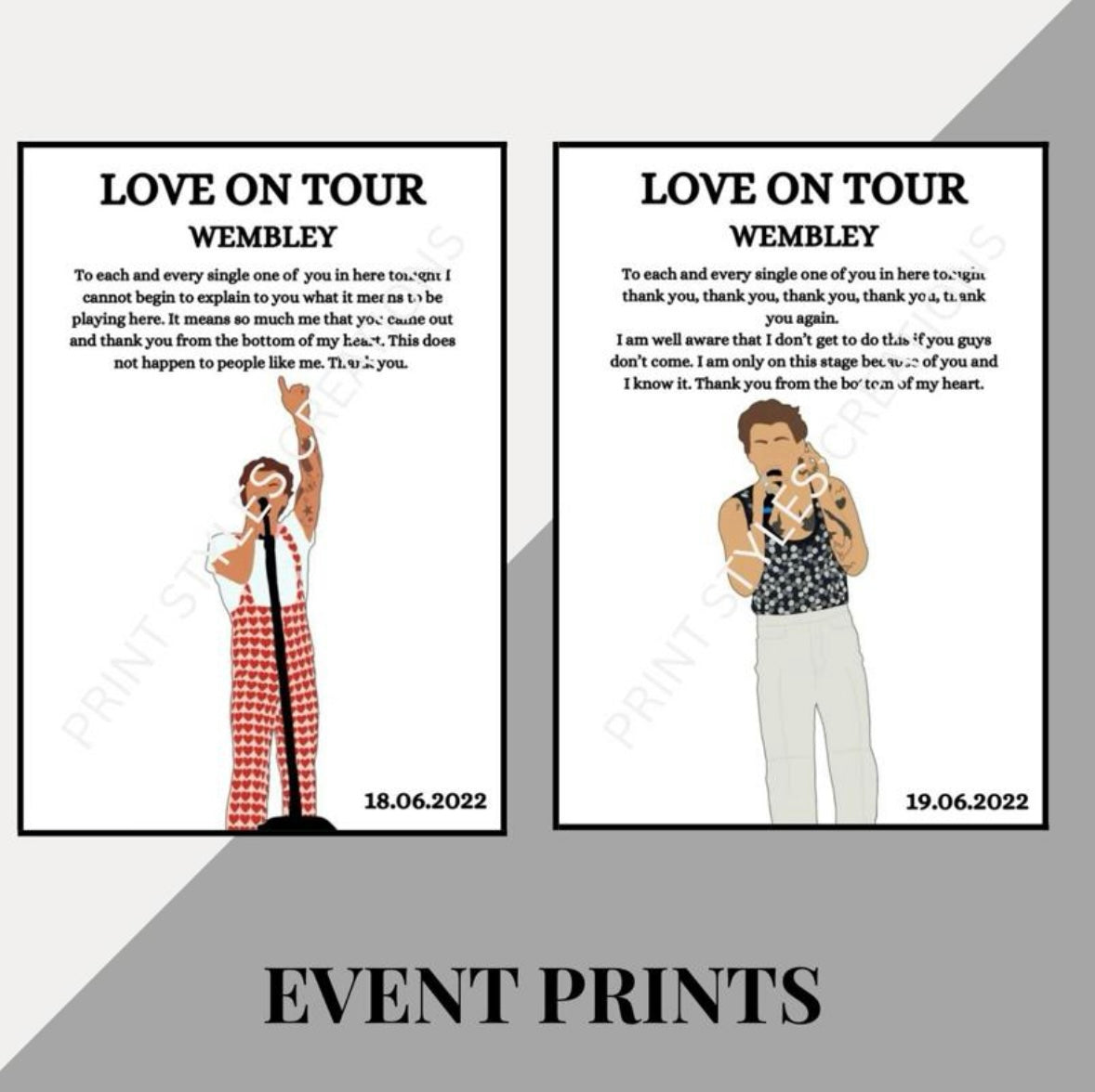 Harry Styles ‘Love On Tour’ inspired speech prints