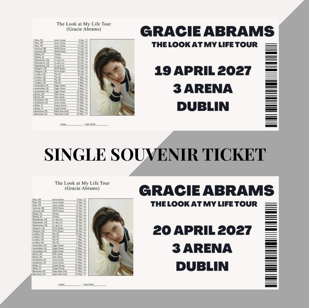 Gracie Abrams ‘The Look at my Life Tour’ inspired souvenir tickets