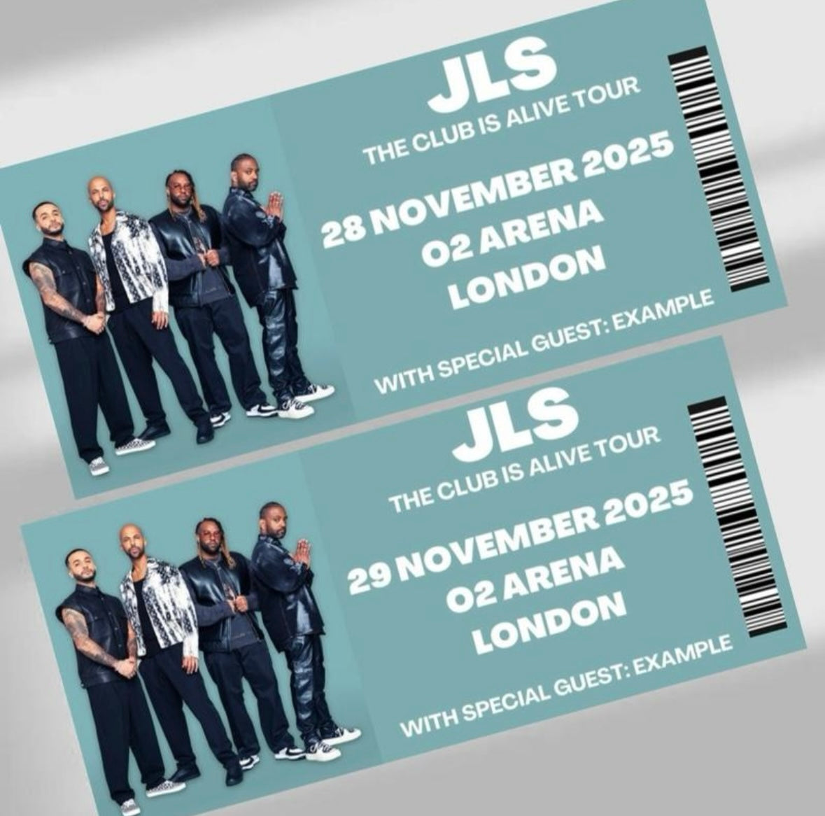 JLS ‘The Club is Alive Tour’ inspired souvenir tickets