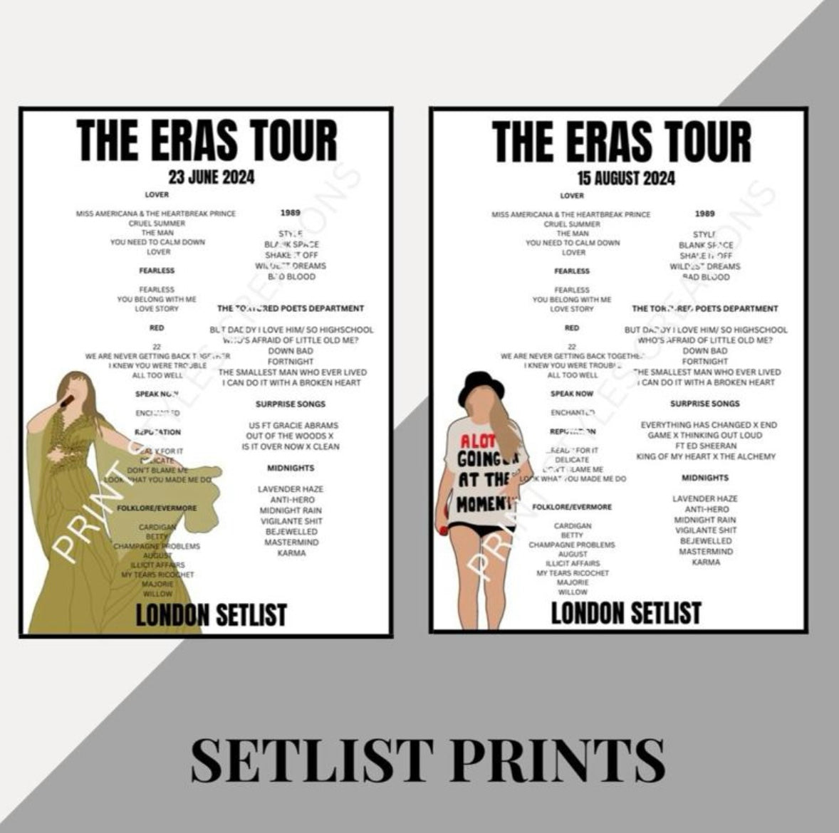 Taylor Swift ‘The Eras Tour’ inspired setlist prints