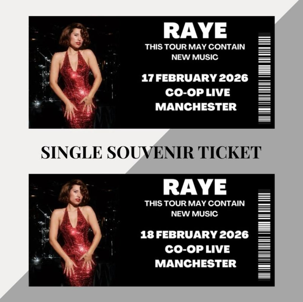 Raye ‘This Tour May Contain New Music’ inspired souvenir tickets