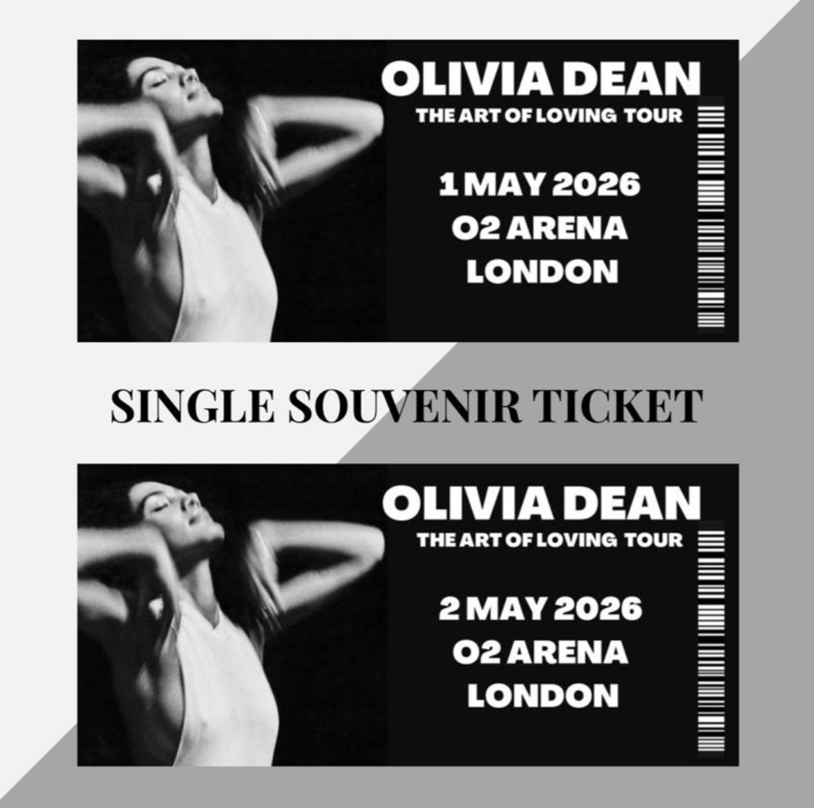 Olivia Dean ‘The Art Of Loving Tour’ inspired souvenir tickets