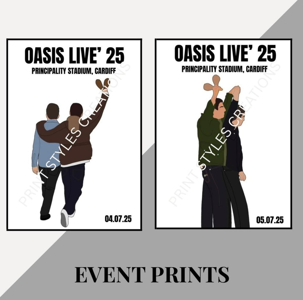Oasis Live 25 inspired event prints