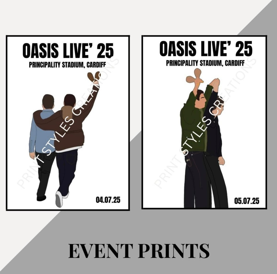 Oasis Live 25 inspired event prints