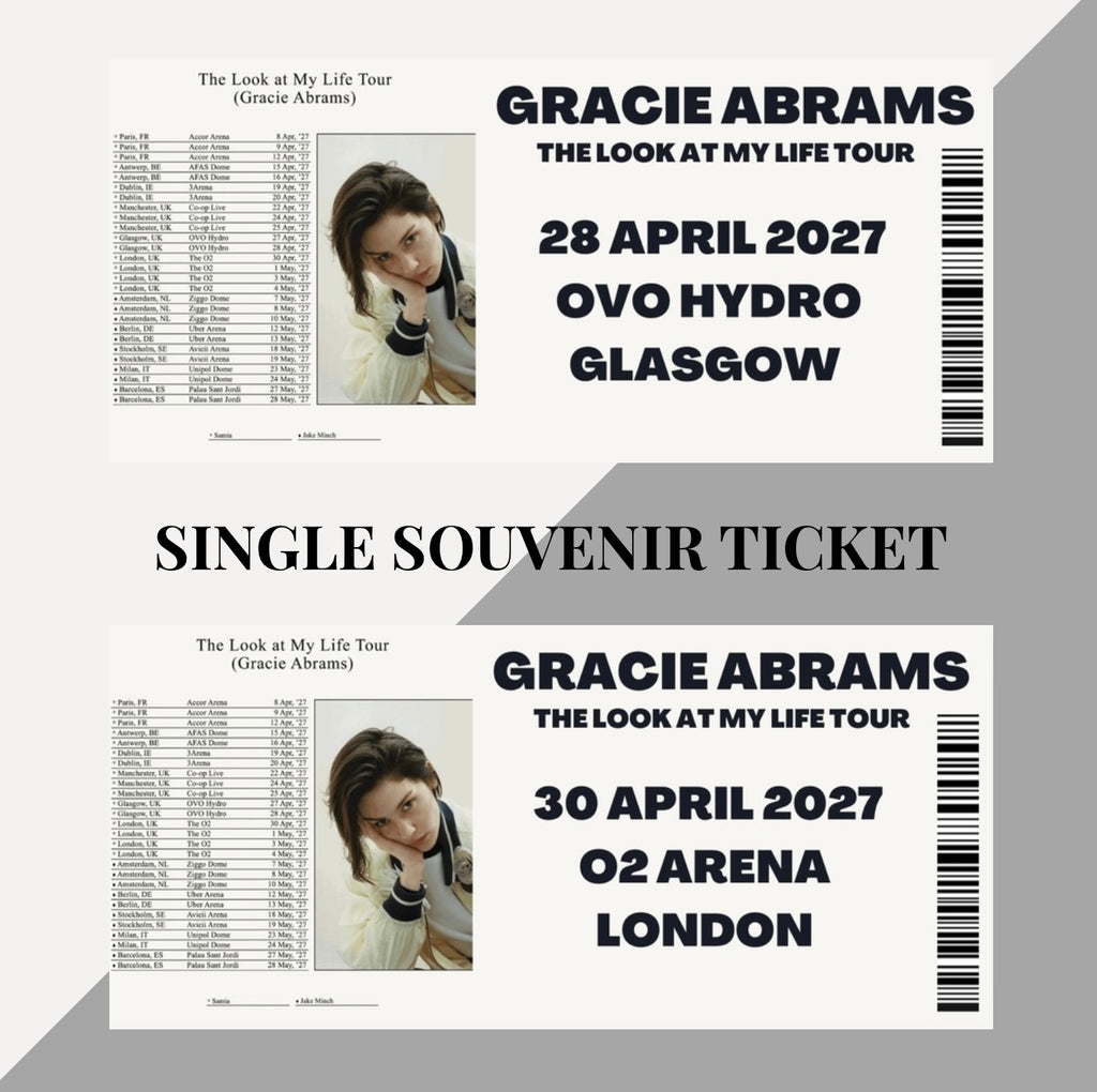 Gracie Abrams ‘The Look at my Life Tour’ inspired souvenir tickets