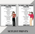 Sombr ‘The Late Nights & Young Romance’ inspired setlist prints